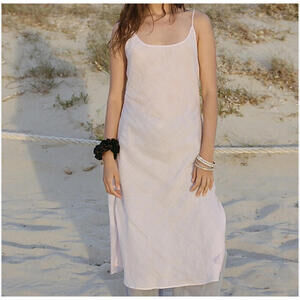 MARYAM NASSIR ZADEH J CREW light pink ramie midi slip dress sz XS